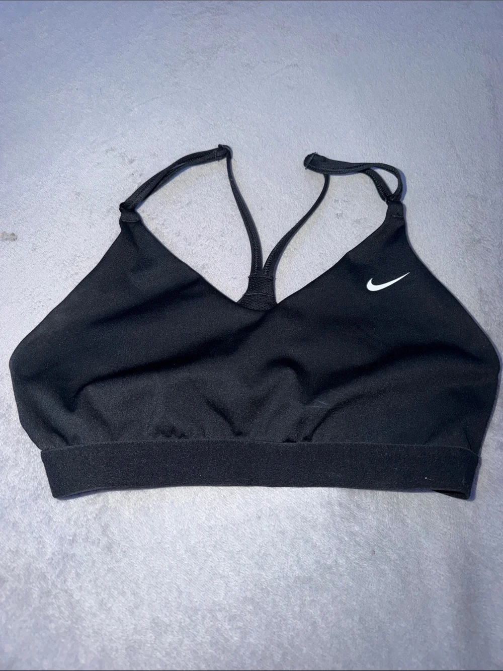 Nike Black Strappy Sports Bra with White Swoosh